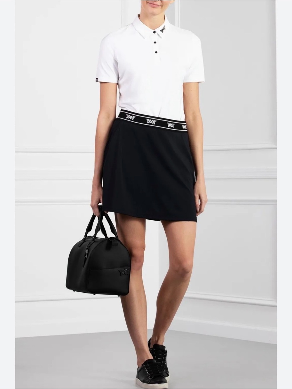 PXG Golf Black Athletic Skort with Logo Waistband